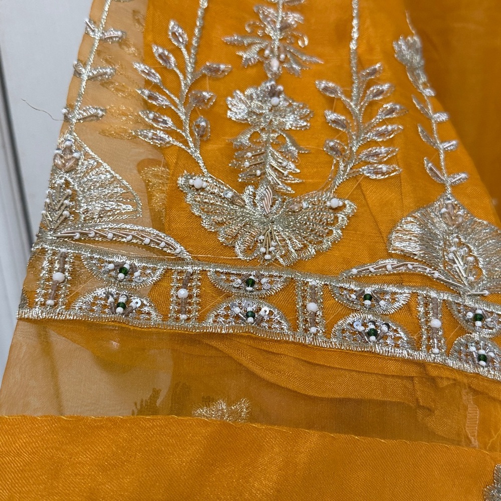 NWT Dress For Haldi yellow Indian Pakistani Event Wear Wedding Dress #829 - Picture 7 of 12